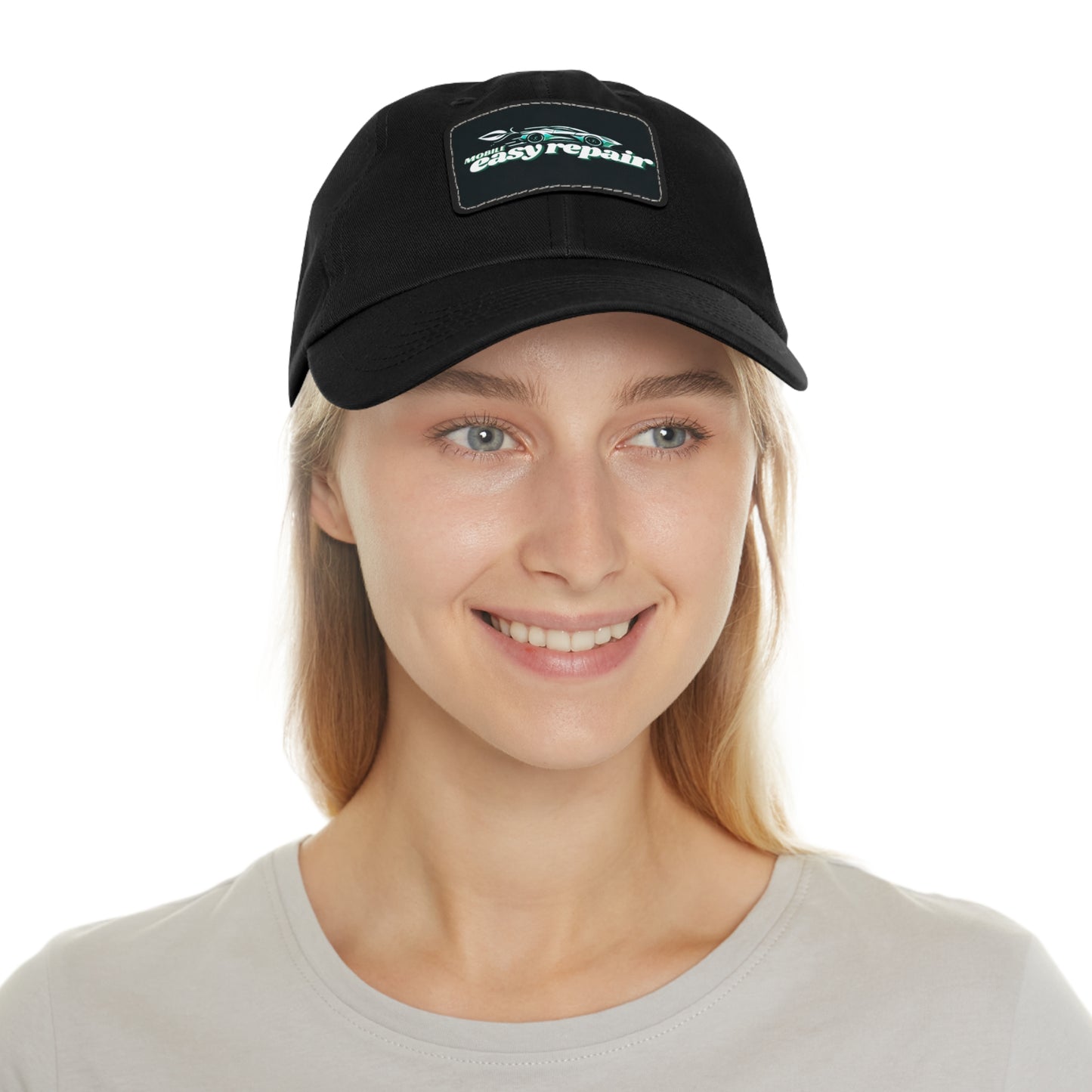 Mobile Easy Repair Hat with Leather Patch (Rectangle)